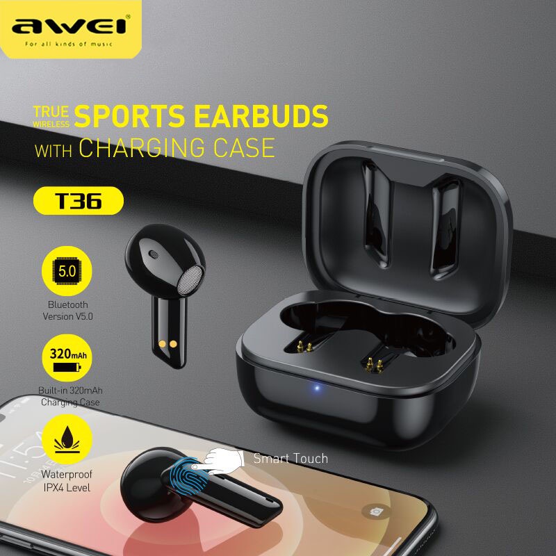 AWEI T36 Tws Wireless Earphone Bluetooth 5.0 Mini Earbuds-4