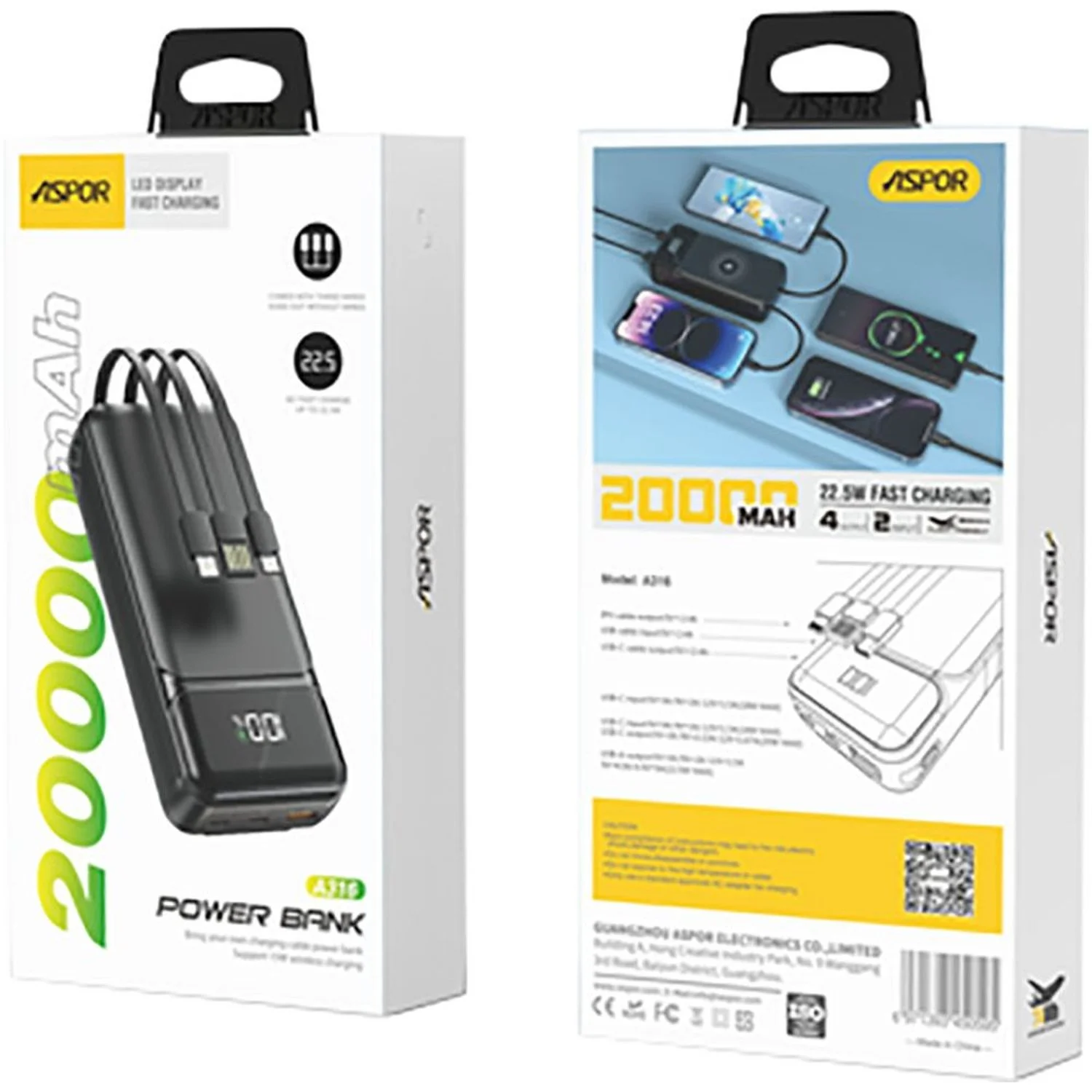 ASPOR A316 20000mAh Fast Charge Power Bank