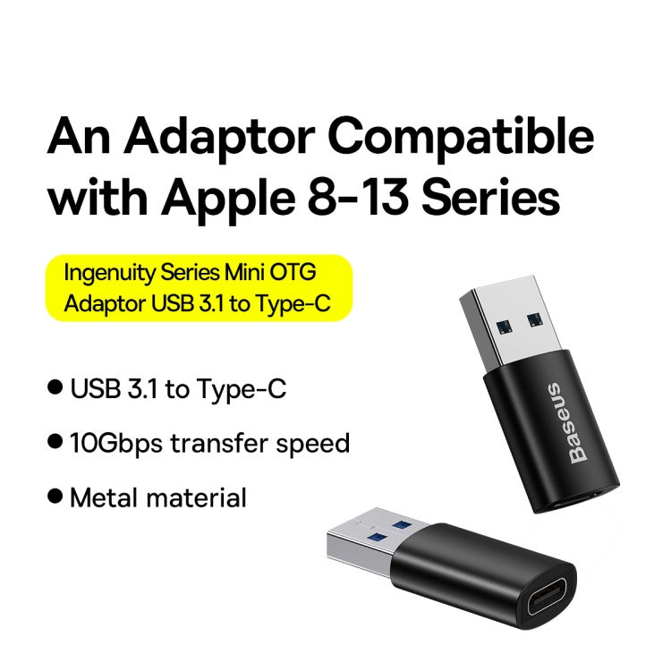 Baseus Ingenuity Series Mini OTG Adapter USB 3.1 to Type-C Black - Image 2