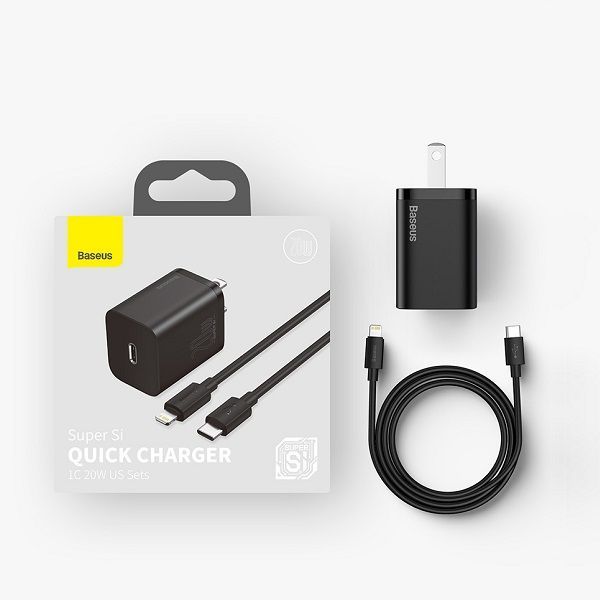 Baseus Super Si Quick Charger 1C 20W CN Sets Black - Image 4