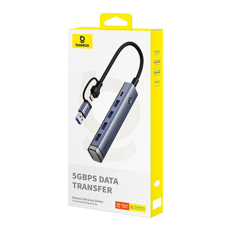 Baseus UltraJoy 4 in 1 Hub Air USB-A & USB-C to 4xUSB3.0+USB-C Gray - Image 3
