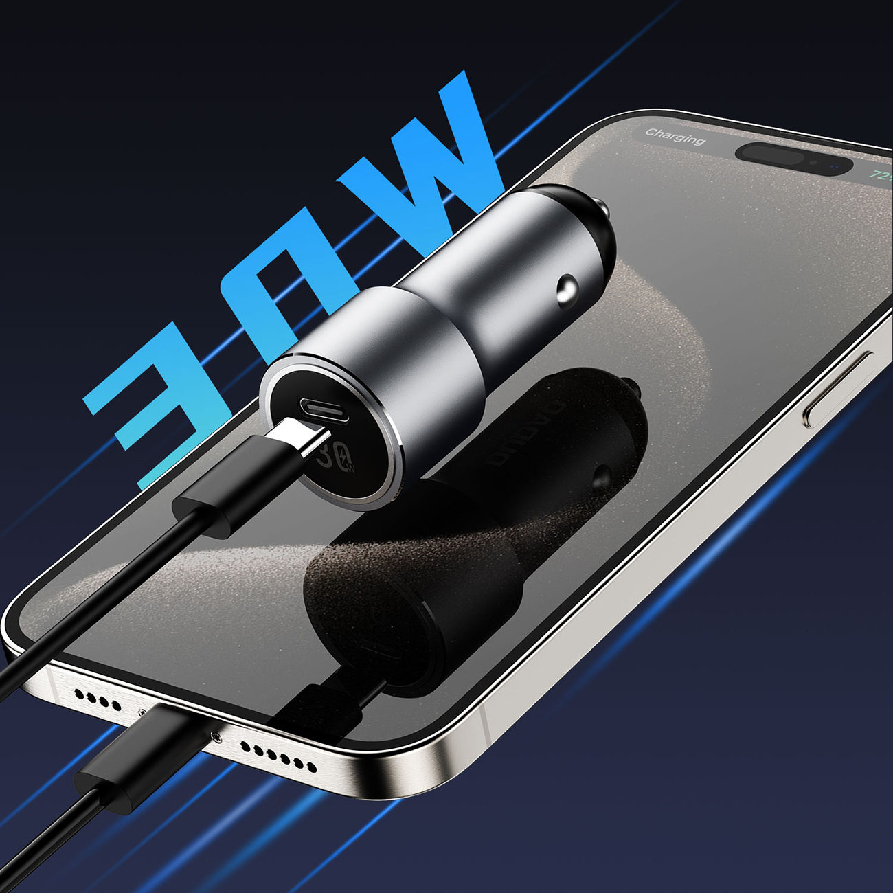 Dudao R14 USB-C 30W PD Car Charger - Silver - Image 2