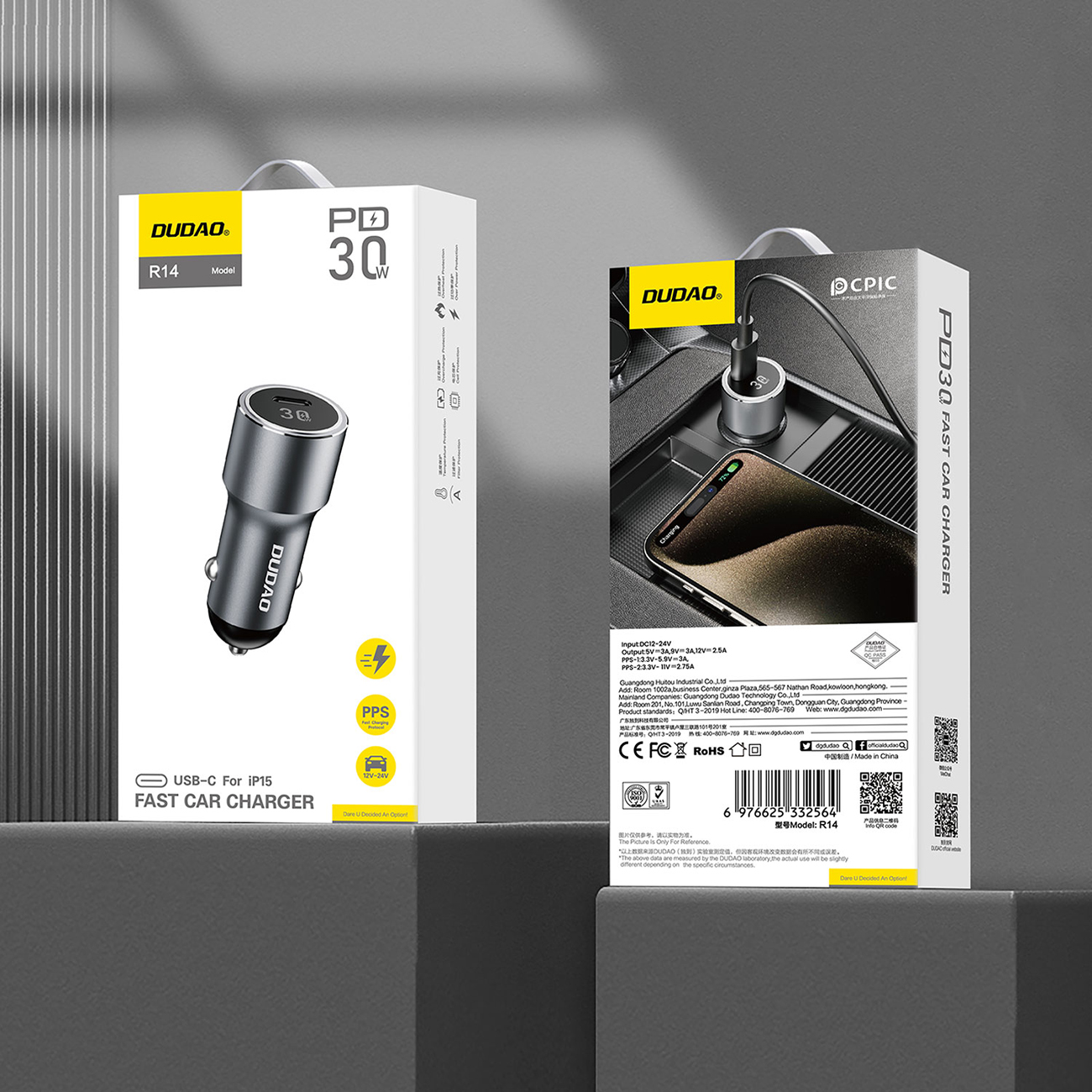 Dudao R14 USB-C 30W PD Car Charger - Silver - Image 5