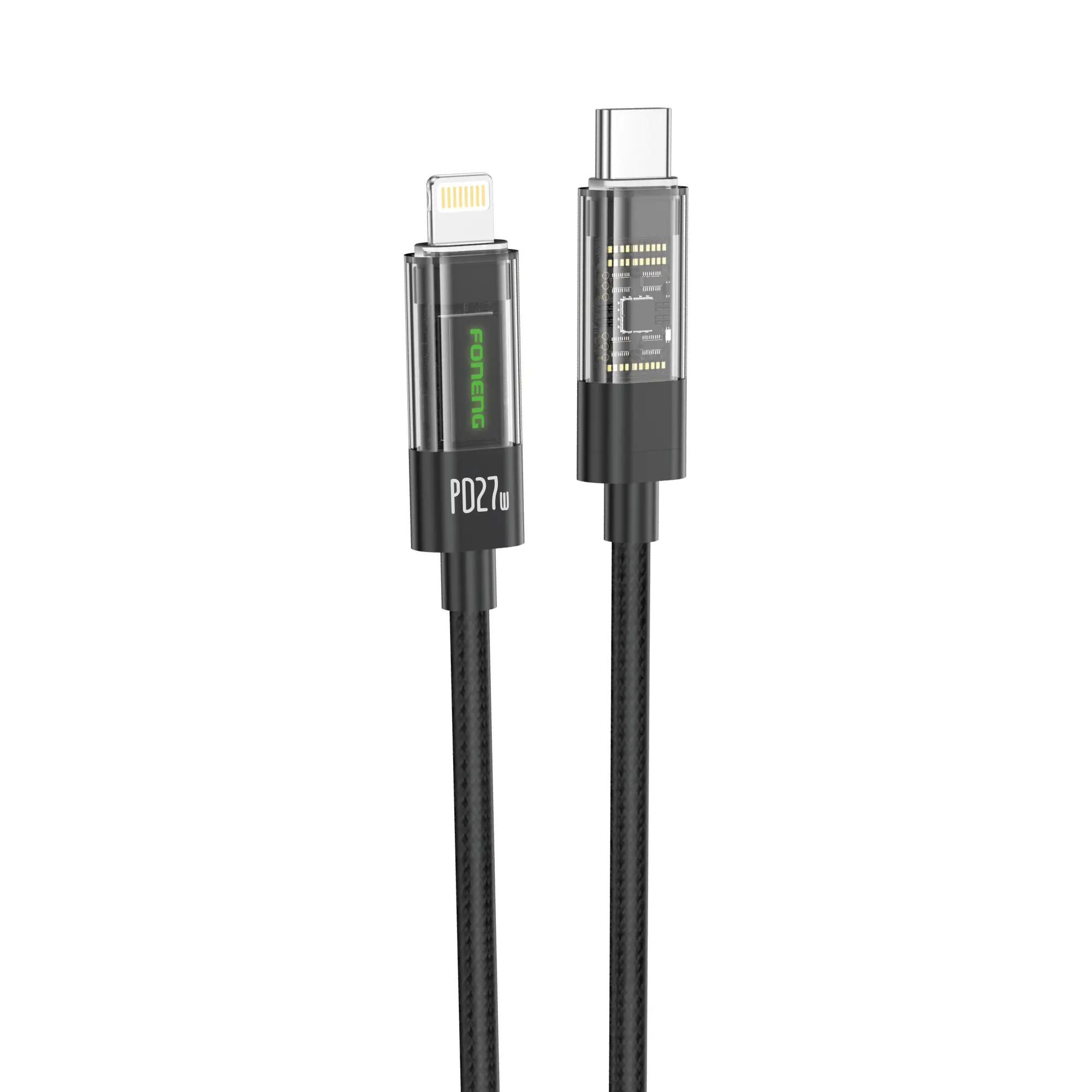 Foneng X105 1.2m Transparent Head Braided Cable (60W / PD27W)