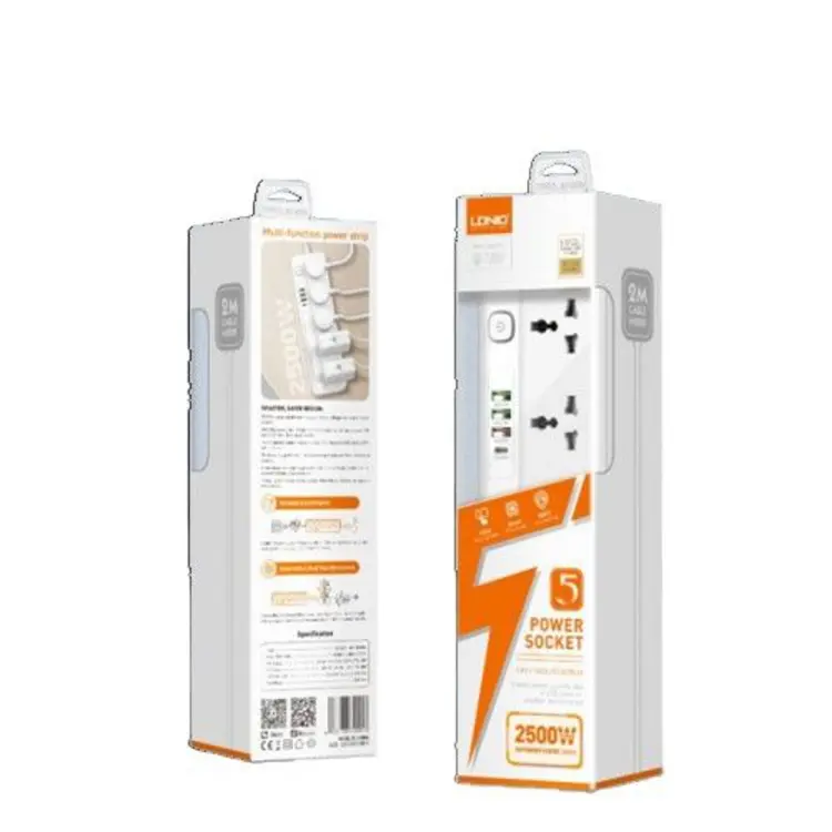 LDNIO SC5415 Power Strip 2500W 5 Outlets PD 20W QC 3.0 4 USB - Image 2