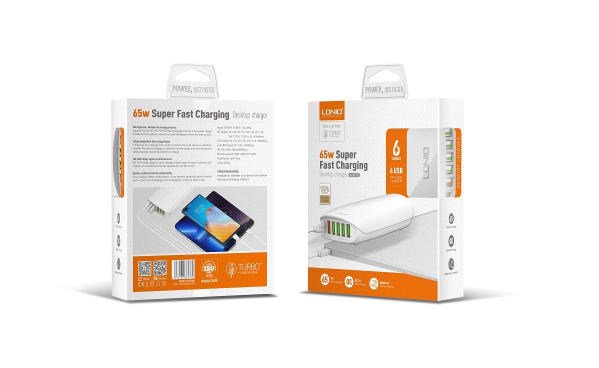 LDNIO A6573C 65W GaN Desktop Charger Multi-Port USB-C - Image 5
