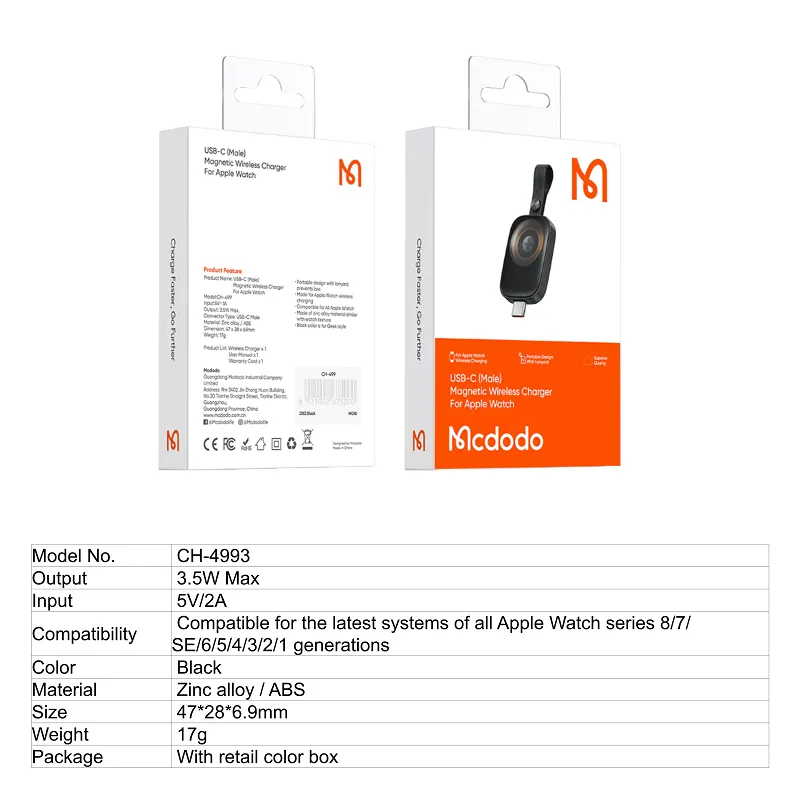 MCDODO USB C MEGNATIC APPLE WATCH CHARGER CH-4993 - Image 6