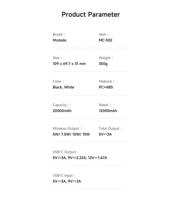 MCDODO 20000MAH 20W MAGNETIC WIRELESS POWER BANK MC-5021 - Image 4