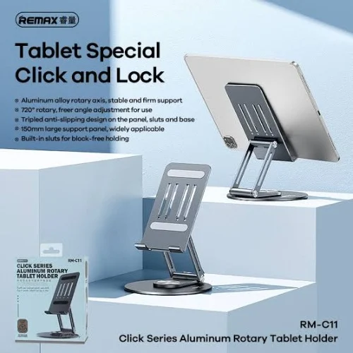REMAX Click Series Aluminum Rotary Tablet & Mobile Desktop Holder RM- C11 - Image 2