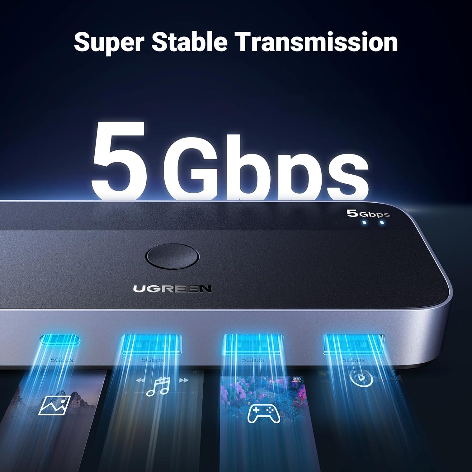 UGREEN USB 3.0 4-Port Sharing Switch with 2 USB Cables (15705) - Image 4