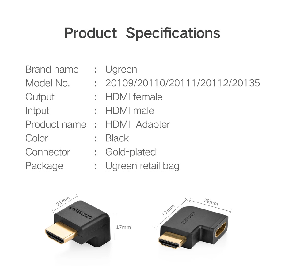 UGREEN 4K HDMI Male to Female Connector Gold Plated (20110) - Image 8