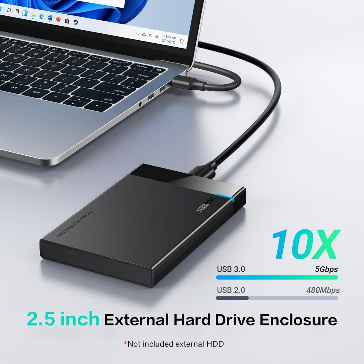 UGREEN 2.5-Inch External Hard Drive Enclosure USB 3.0 SATA HDD Caddy (30848) - Image 4