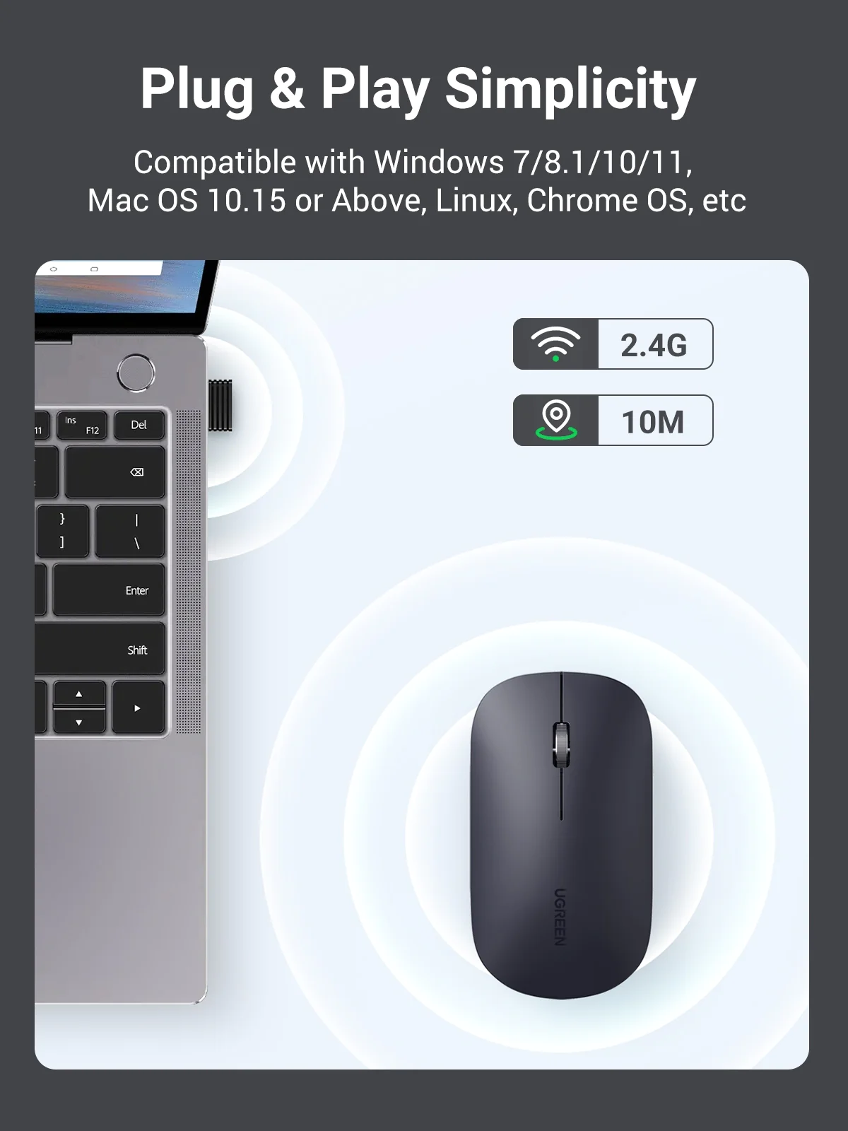 Ugreen Portable Ultra Silent Wireless Mouse 2.4G 90372 - Image 7