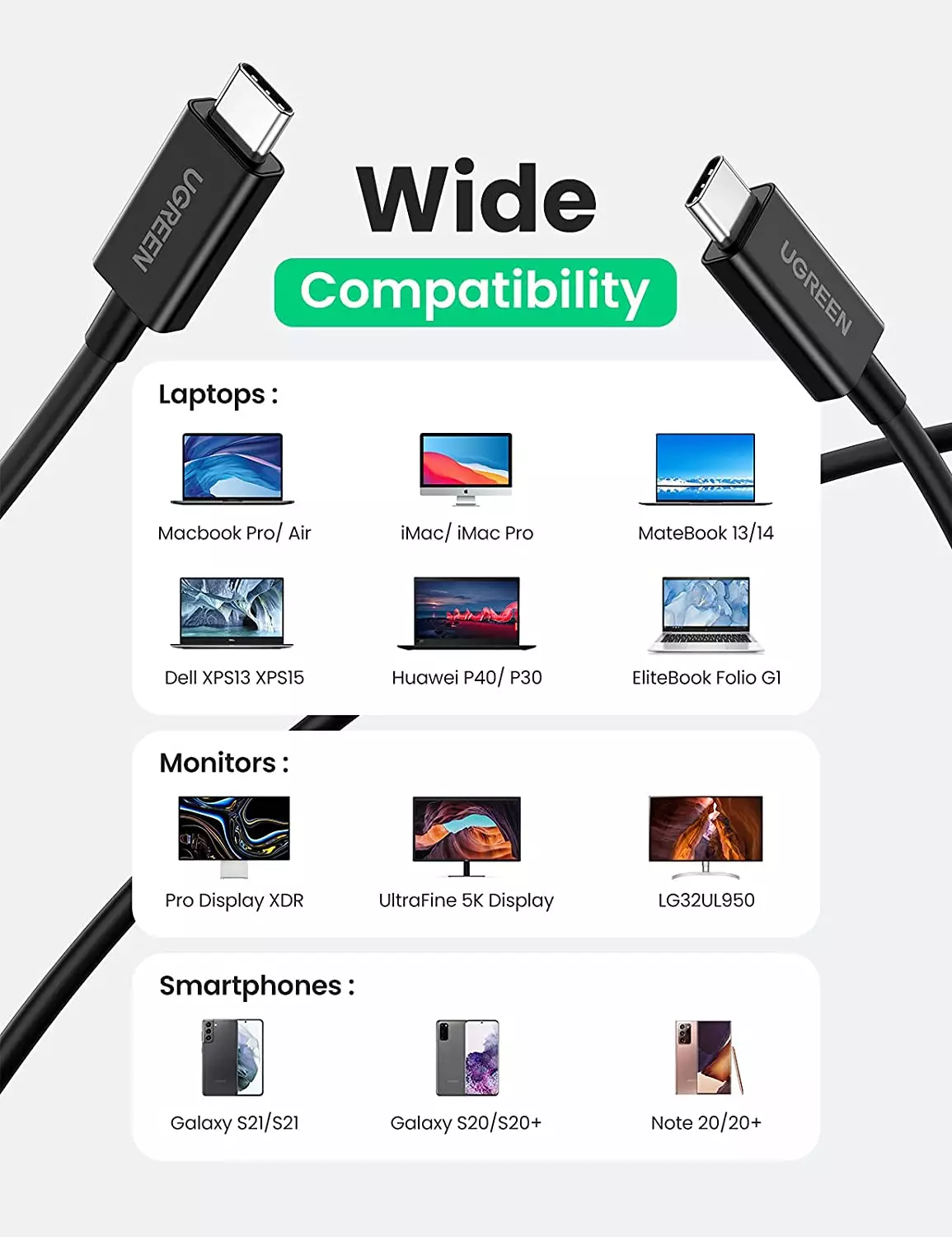 UGREEN Thunderbolt 4 USB-C Fast Charging Data Cable 100W 2m (60621) - Image 4