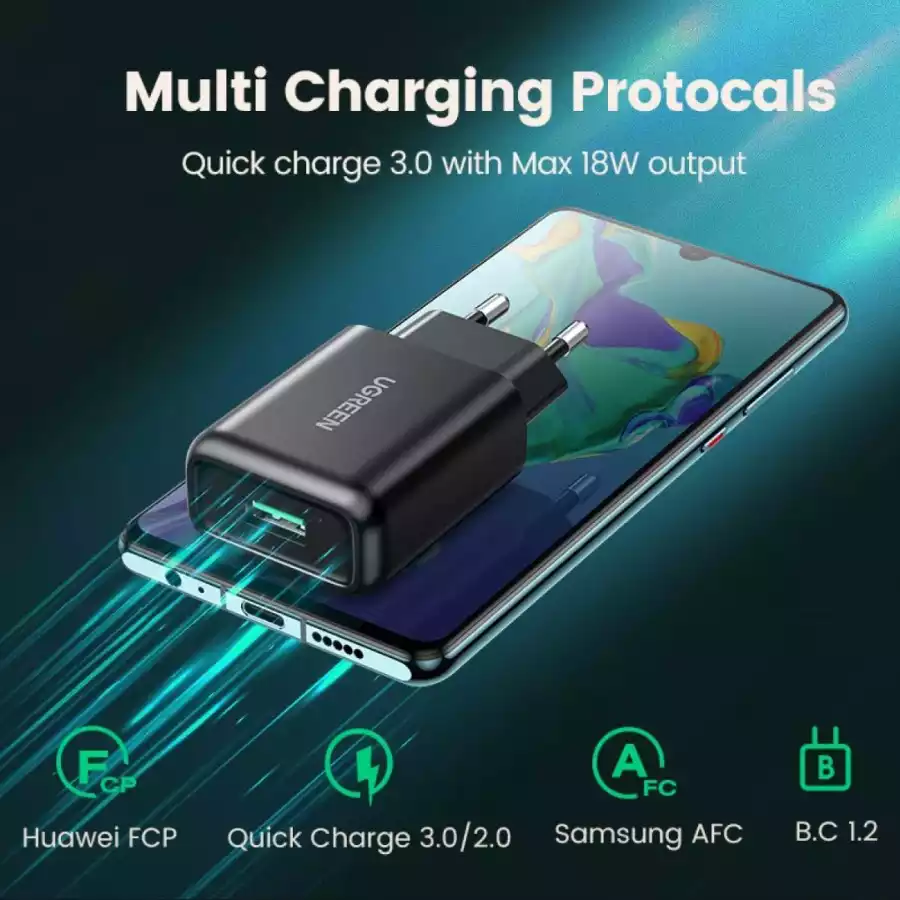 Ugreen USB-A QC 3.0 18W Mobile Charger With Cable 10186 - Image 2