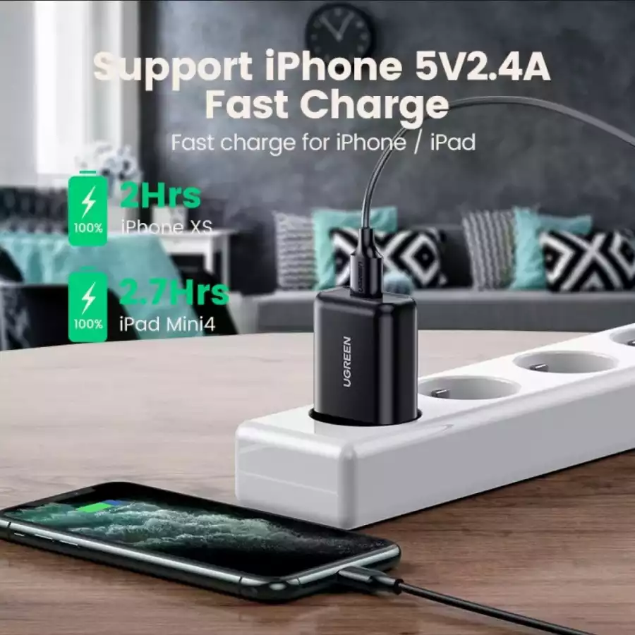 Ugreen USB-A QC 3.0 18W Mobile Charger With Cable 10186 - Image 3
