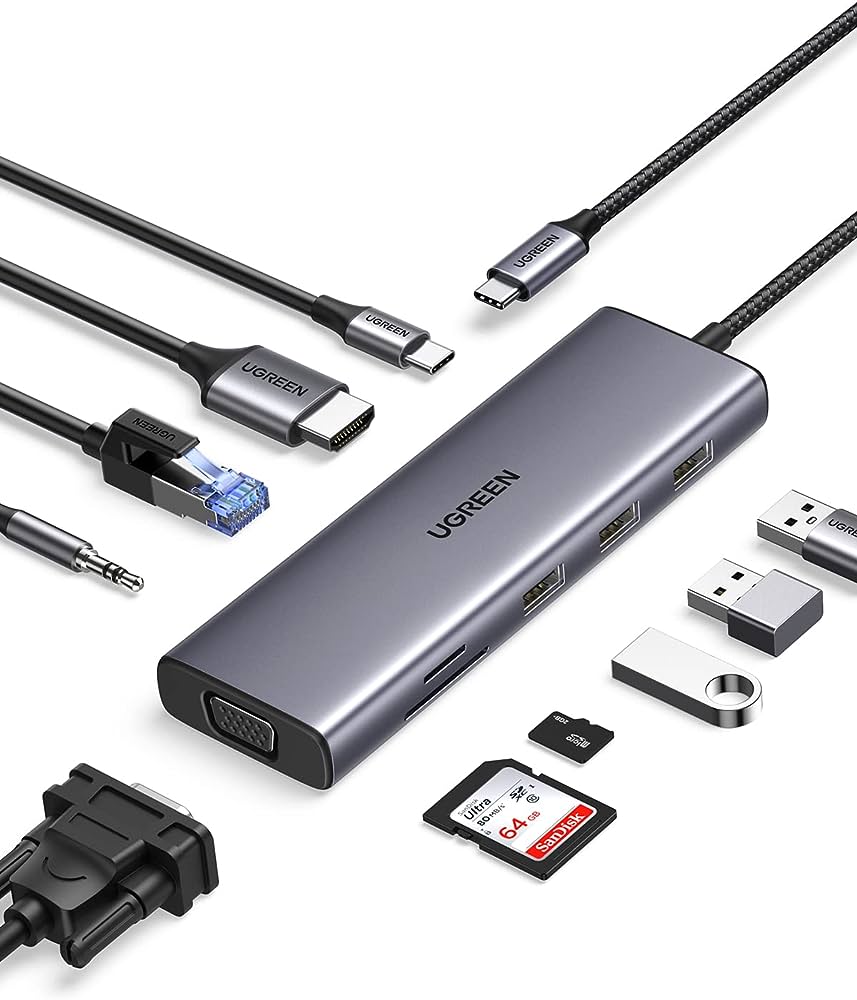 UGREEN 10-in-1 USB-C Hub HDMI VGA Dual Dock