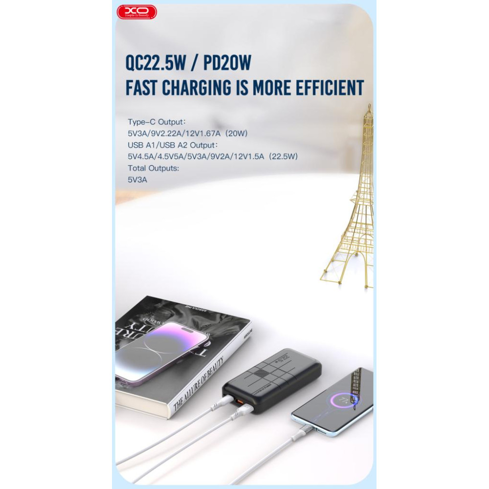 XO Fast Charging 20000mAh PD 22.5W Power Bank PR188 - Image 2