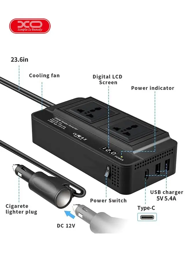 XO Power Car Inverter 200W CZ011 - Image 5