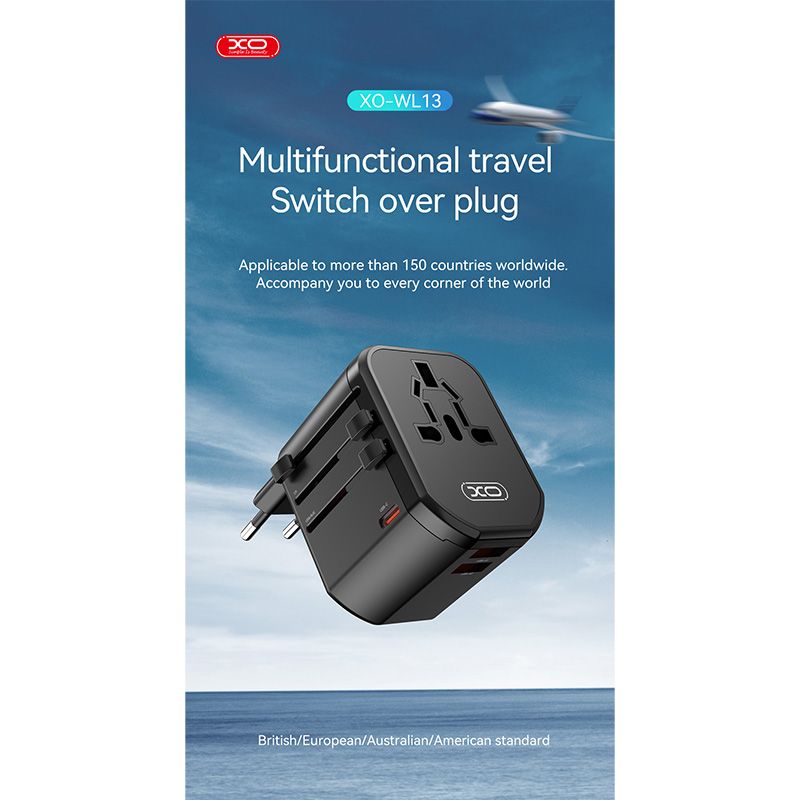 XO Universal Travel Adapter Charger Multi Port WL13 - Image 4