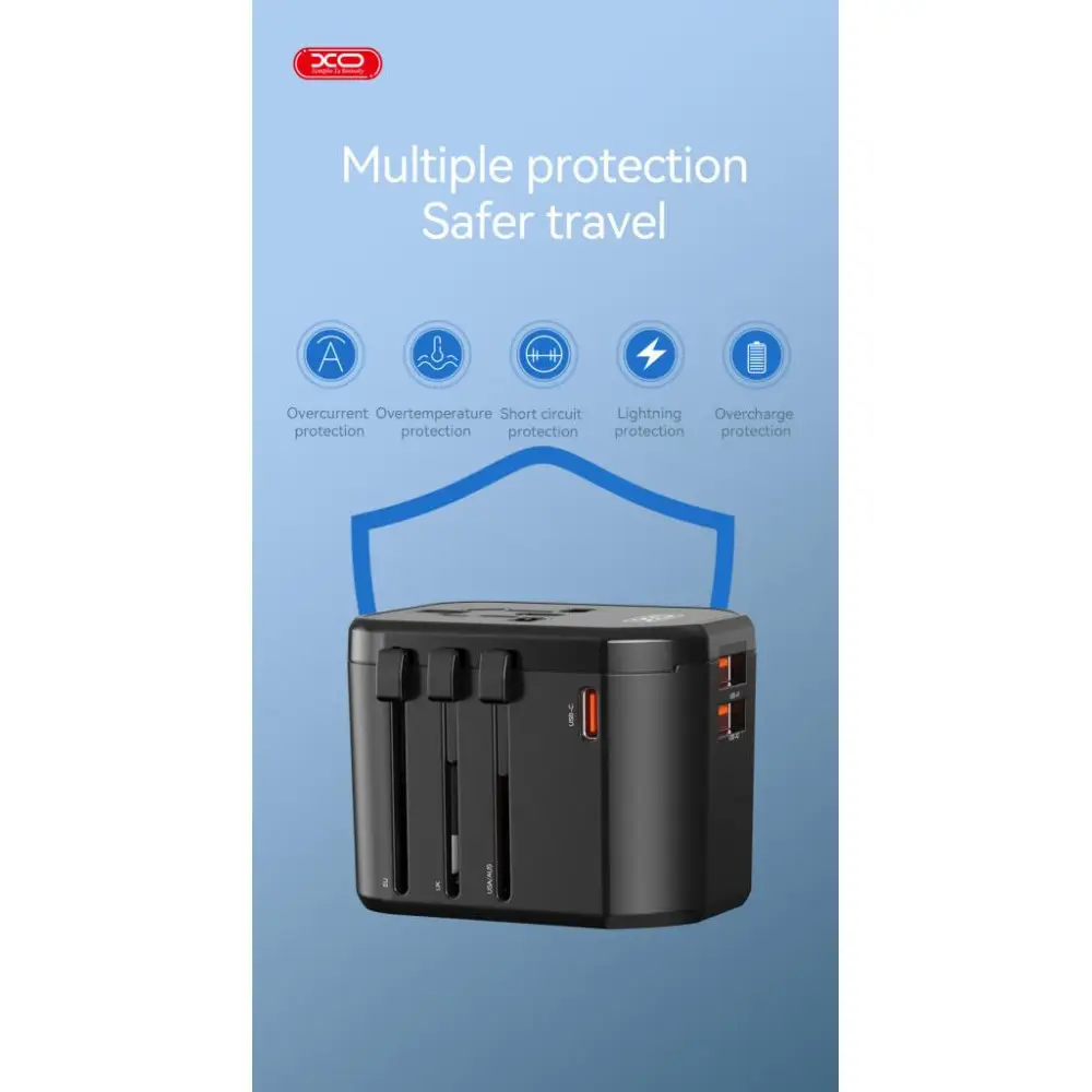 XO Universal Travel Adapter Charger Multi Port WL13 - Image 2