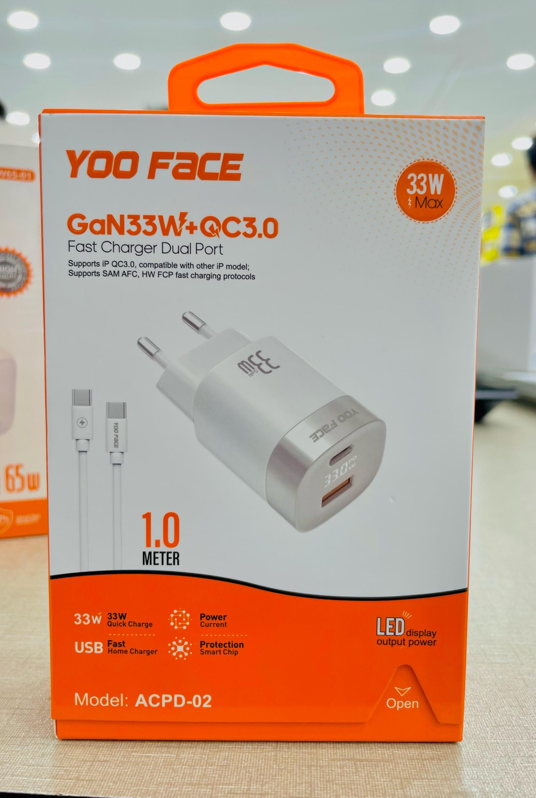 Yoo Face 33W Fast Charger U+C with Cable ACPD-02