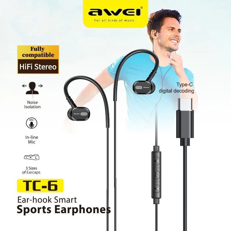 Awei TC-6 Wired Earphone Type-C Handsfree - Image 2