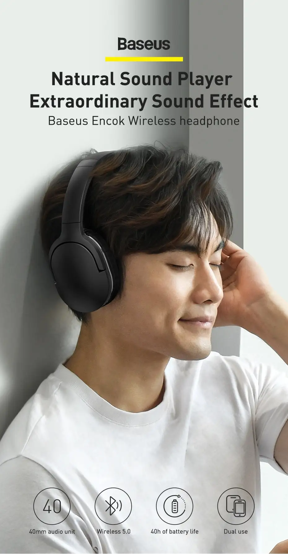 Baseus D02 Pro Wireless Headphones Bluetooth V5.3 Black - Image 3