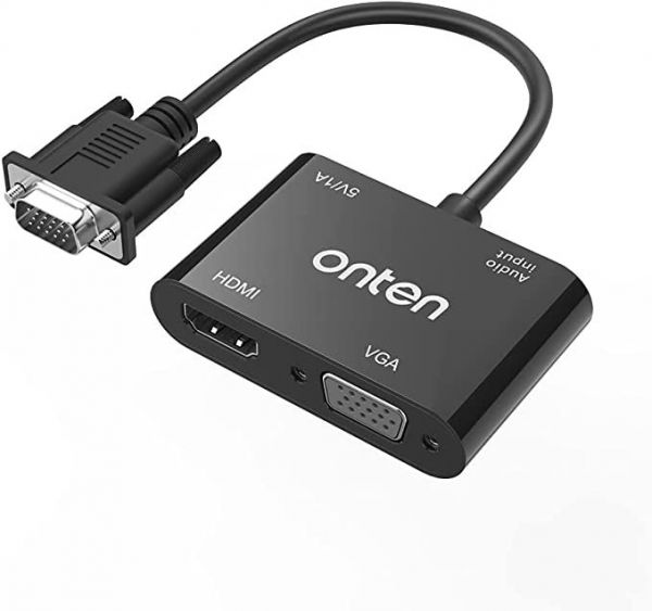 ONTEN 5138HV VGA to HDMI VGA Adapter, VGA to HDMI VGA Adapter for Computer, Desktop, Laptop, PC, Monitor, Projector